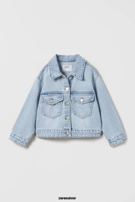 Zara vêtements P66V1546 enfants veste en jean bleu clair