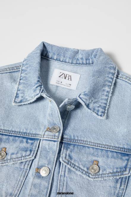 Zara vêtements P66V1546 enfants veste en jean bleu clair