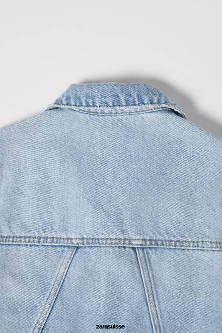 Zara vêtements P66V1546 enfants veste en jean bleu clair