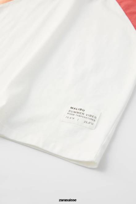 Zara vêtements P66V1548 enfants ensemble de jogging contrasté rouge