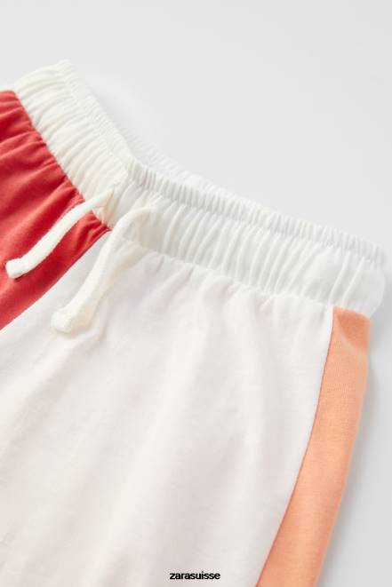 Zara vêtements P66V1548 enfants ensemble de jogging contrasté rouge