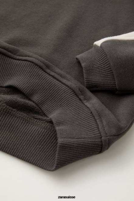 Zara vêtements P66V1550 enfants costume de jogging rayé gris anthracite