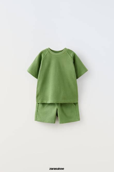 Zara vêtements P66V1551 enfants survêtement en crêpe vert