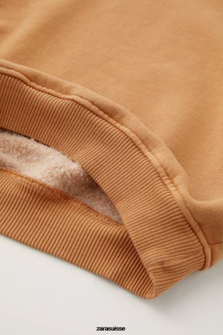 Zara vêtements P66V1560 enfants sweat-shirt teint en pièce lavé rouiller