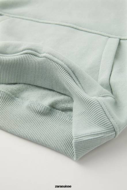 Zara vêtements P66V1563 enfants ensemble assorti sweat-shirt côtelé et leggings vert moyen