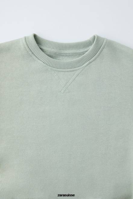 Zara vêtements P66V1564 enfants sweat uni vert d'eau