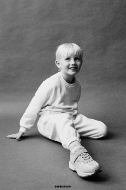 Zara vêtements P66V1565 enfants sweat-shirt brodé écru