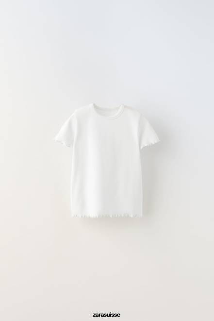 Zara vêtements P66V1571 enfants débardeur basique côtelé blanc