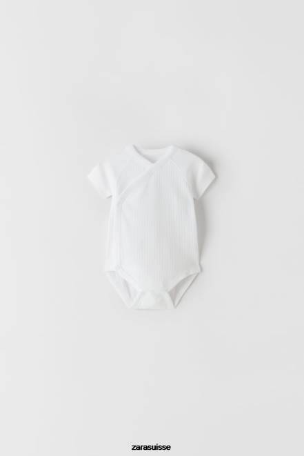Zara vêtements P66V1575 enfants lot de trois bodys à surplis à manches courtes blanc