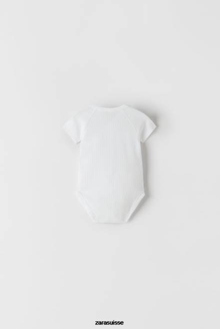Zara vêtements P66V1575 enfants lot de trois bodys à surplis à manches courtes blanc