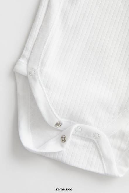 Zara vêtements P66V1575 enfants lot de trois bodys à surplis à manches courtes blanc