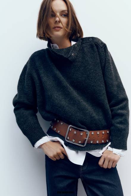 Zara accessoires P66V756 femmes ceinture en cuir bijou brun