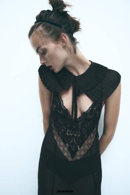 Zara accessoires P66V758 femmes col double plissé noir