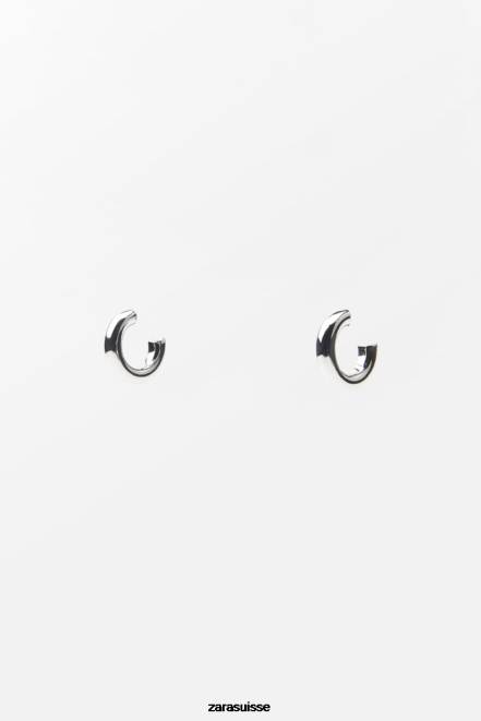 Zara accessoires P66V939 femmes paquet de boucles d'oreilles créoles argent
