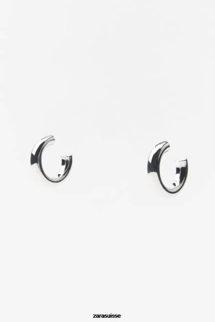 Zara accessoires P66V939 femmes paquet de boucles d'oreilles créoles argent