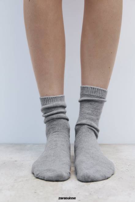 Zara accessoires P66V760 femmes chaussettes basses unies marnes grises