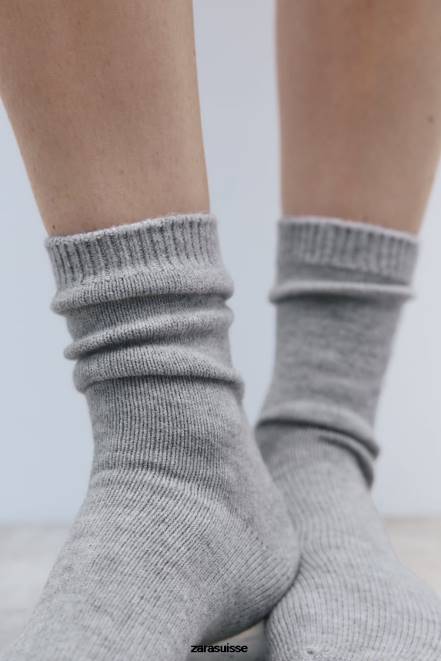 Zara accessoires P66V760 femmes chaussettes basses unies marnes grises