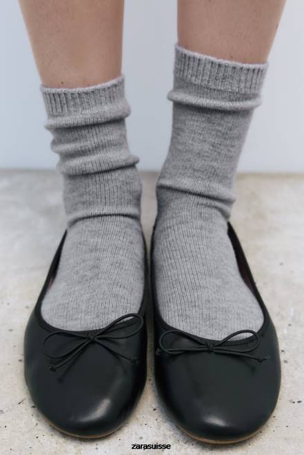 Zara accessoires P66V760 femmes chaussettes basses unies marnes grises