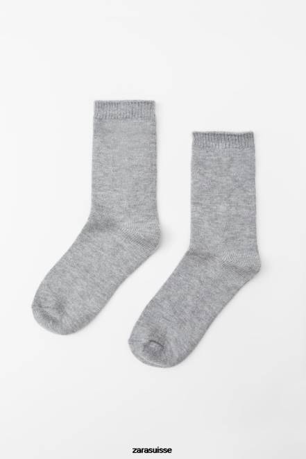 Zara accessoires P66V760 femmes chaussettes basses unies marnes grises