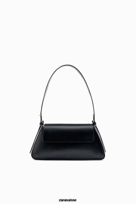 Zara accessoires P66V743 femmes sac porté épaule à rabat minimaliste noir