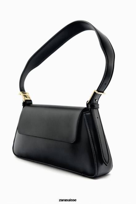 Zara accessoires P66V743 femmes sac porté épaule à rabat minimaliste noir