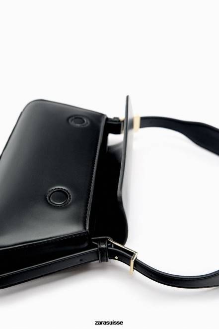Zara accessoires P66V743 femmes sac porté épaule à rabat minimaliste noir