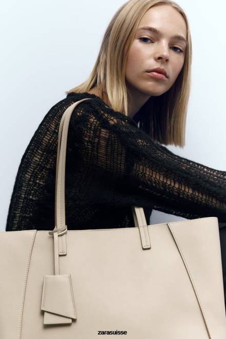 Zara accessoires P66V746 femmes sac fourre-tout compartimenté écru