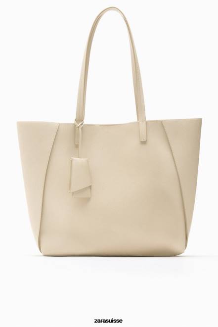 Zara accessoires P66V746 femmes sac fourre-tout compartimenté écru