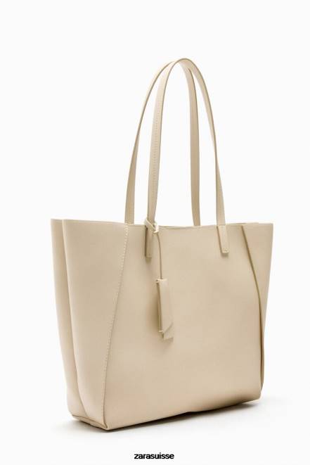 Zara accessoires P66V746 femmes sac fourre-tout compartimenté écru