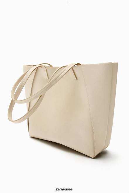 Zara accessoires P66V746 femmes sac fourre-tout compartimenté écru