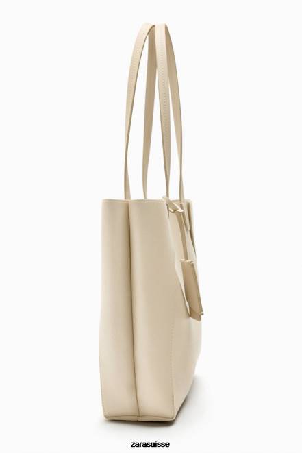 Zara accessoires P66V746 femmes sac fourre-tout compartimenté écru