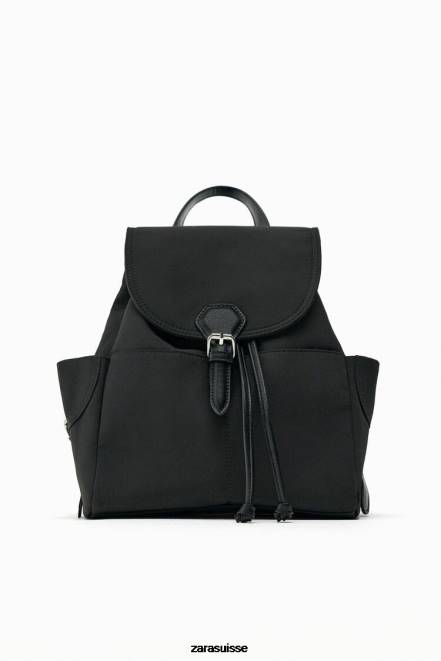 Zara accessoires P66V747 femmes sac à dos en tissu noir