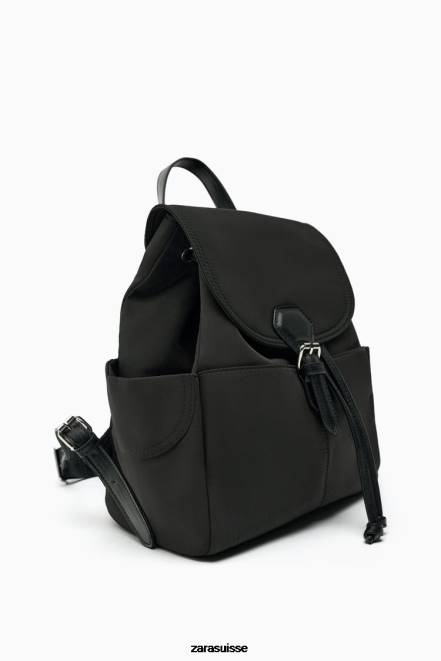 Zara accessoires P66V747 femmes sac à dos en tissu noir