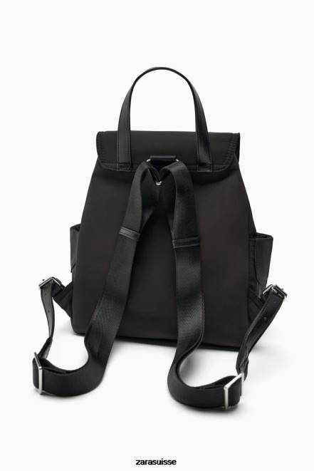 Zara accessoires P66V747 femmes sac à dos en tissu noir