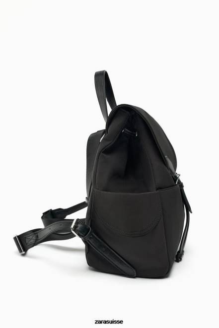 Zara accessoires P66V747 femmes sac à dos en tissu noir