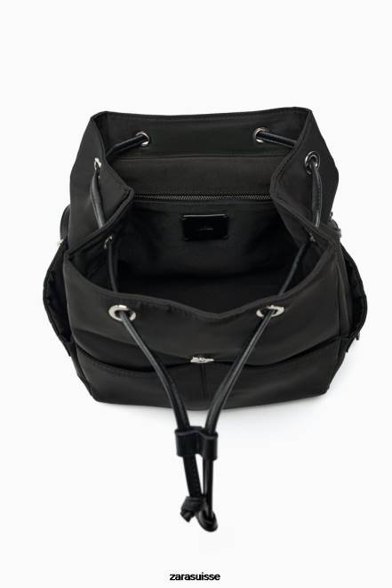 Zara accessoires P66V747 femmes sac à dos en tissu noir