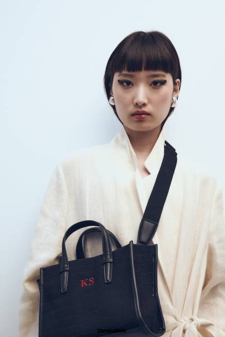 Zara accessoires P66V750 femmes mini sac fourre-tout effet croco noir