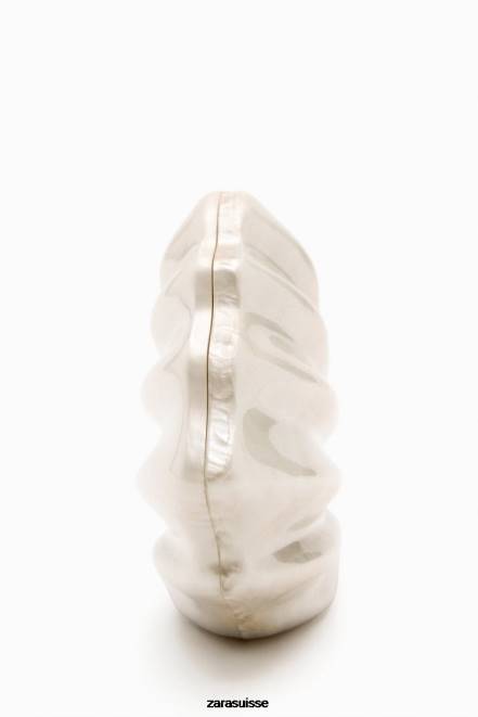 Zara accessoires P66V755 femmes sac boîte à fausses perles blanc