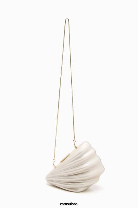 Zara accessoires P66V755 femmes sac boîte à fausses perles blanc