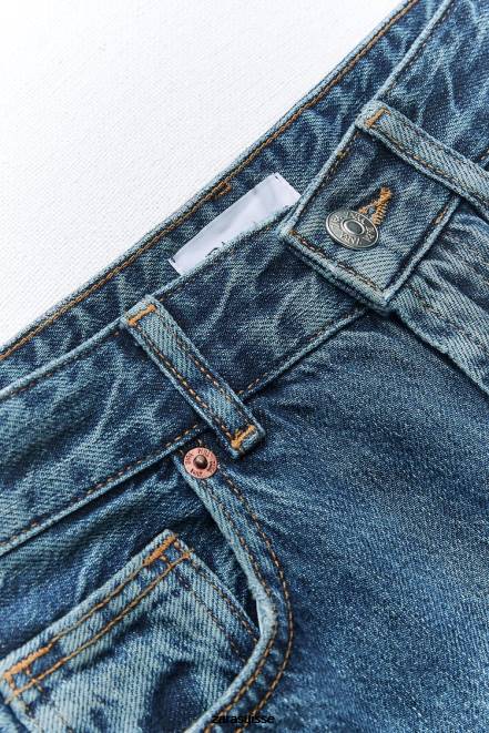 Zara vêtements P66V504 femmes jean large taille haute trf bleu marine