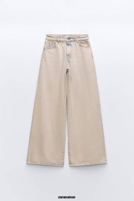 Zara vêtements P66V508 femmes jean palazzo surteint z1975 rose