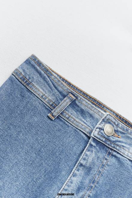 Zara vêtements P66V513 femmes jean droit taille haute zw marine bleu clair