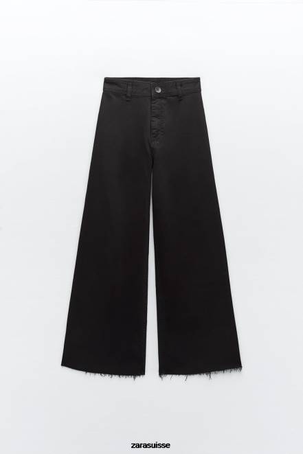 Zara vêtements P66V515 femmes jean droit taille haute zw marine noir