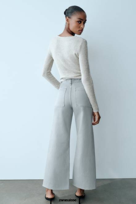 Zara vêtements P66V516 femmes zw le jean évasé dreed gris