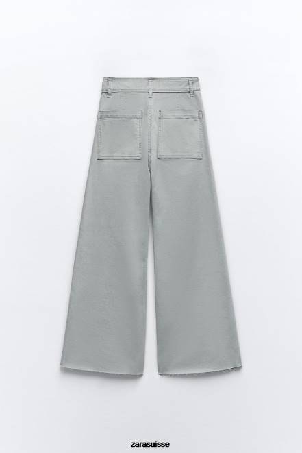Zara vêtements P66V516 femmes zw le jean évasé dreed gris