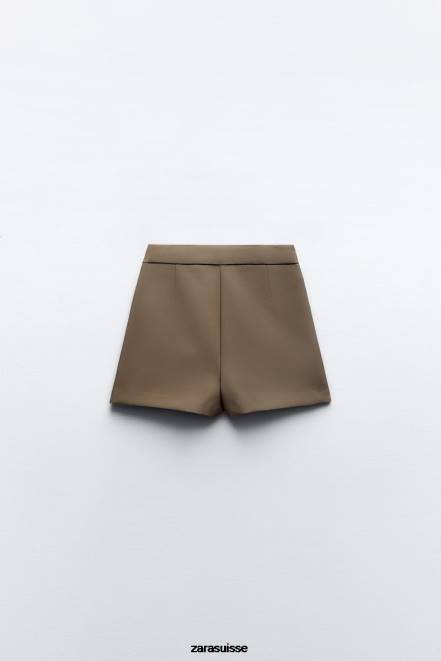 Zara vêtements P66V529 femmes jupe-short asymétrique marron/taupe