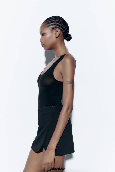 Zara vêtements P66V544 femmes jupe-short noir