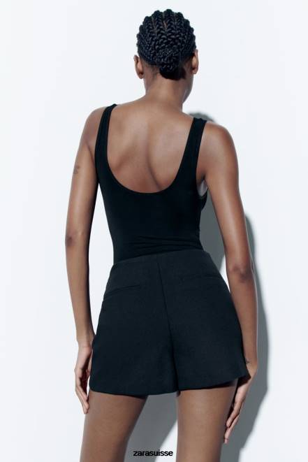 Zara vêtements P66V544 femmes jupe-short noir