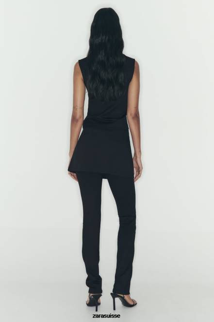 Zara vêtements P66V550 femmes jupe-short zippée noir