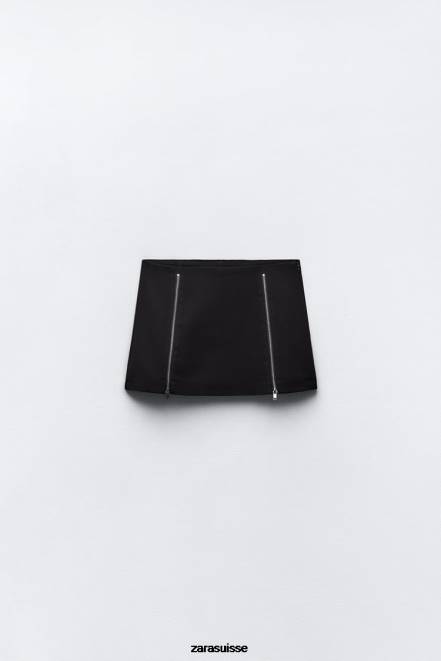 Zara vêtements P66V550 femmes jupe-short zippée noir